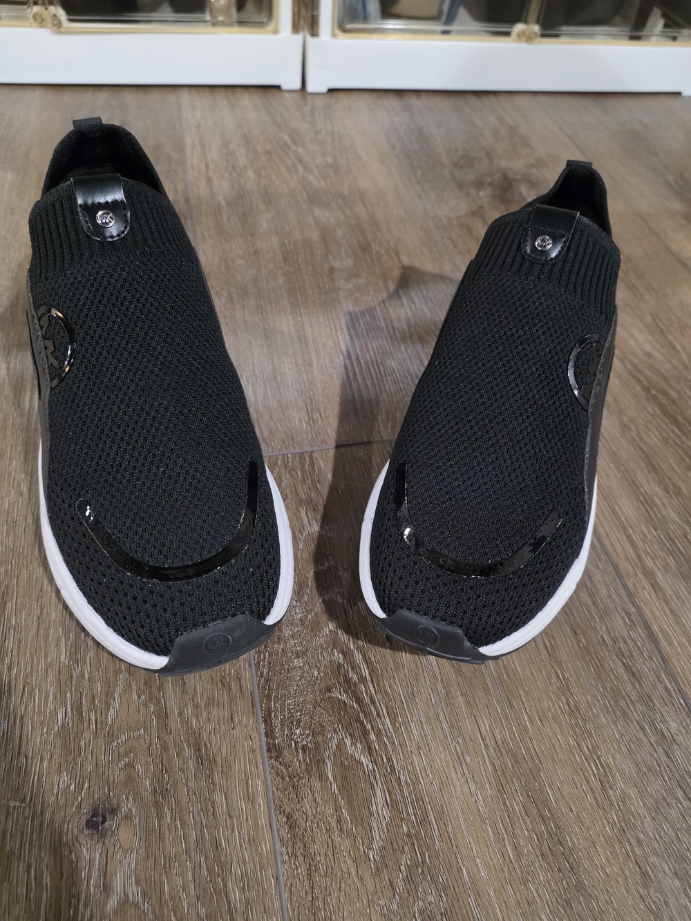 Michael Kors Black Knit Slip-On Women’s Sneakers with White Sole